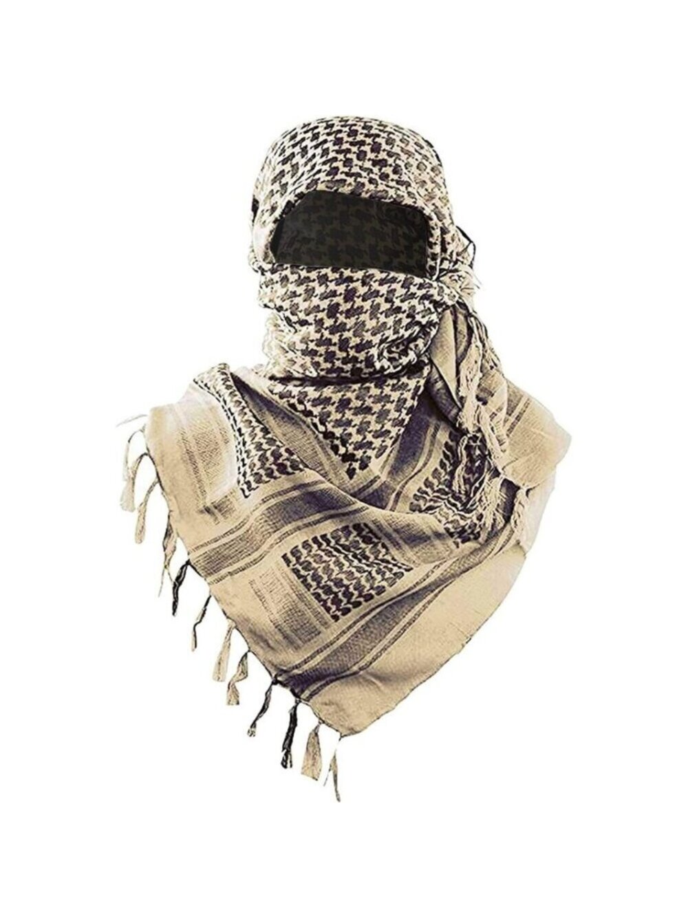 Men's Beige Military Shemagh Tactical Desert 100% Cotton Keffiyeh Scarf Wrap